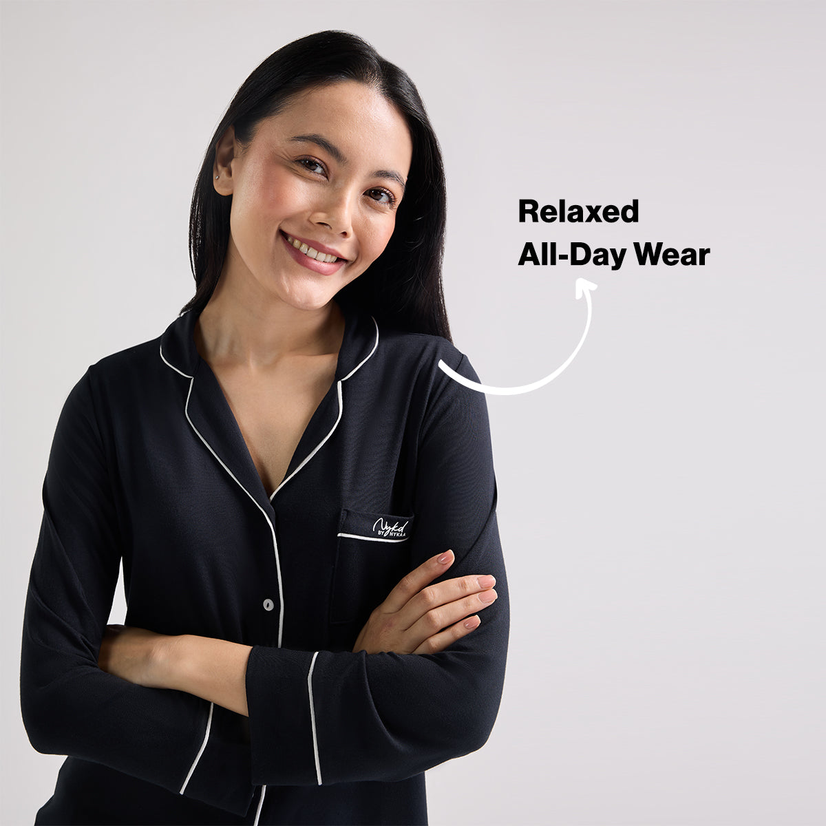 Sumptuously Soft Modal Button-Down Pajama Set of 2-NYS001-Black