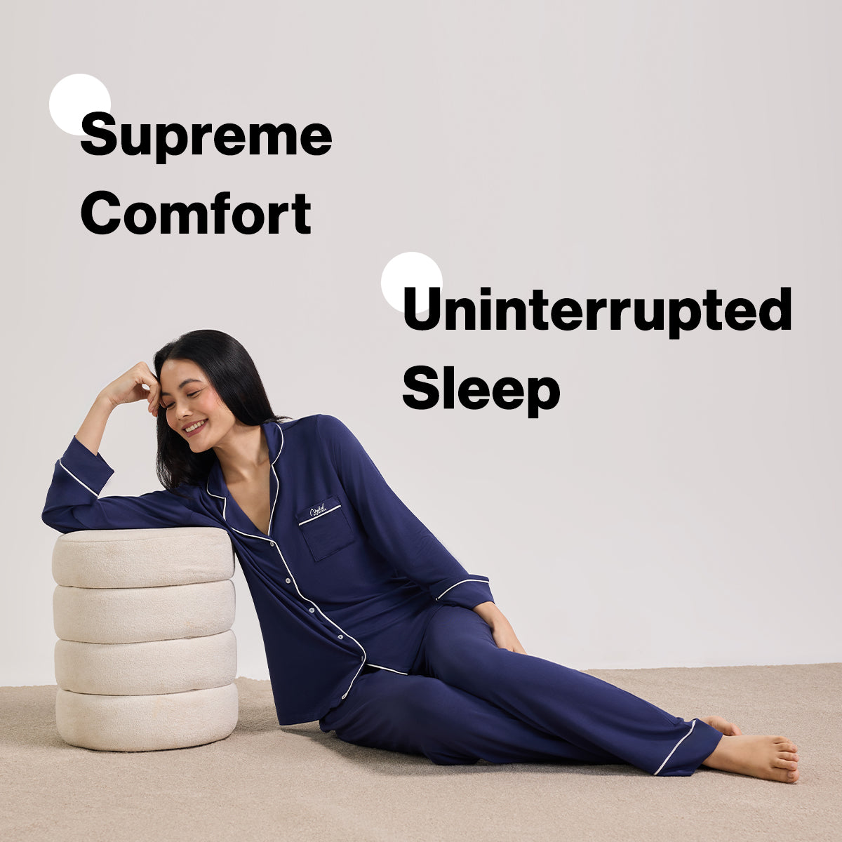 Sumptuously Soft Modal Button-Down Pajama Set of 2-NYS001-Navy