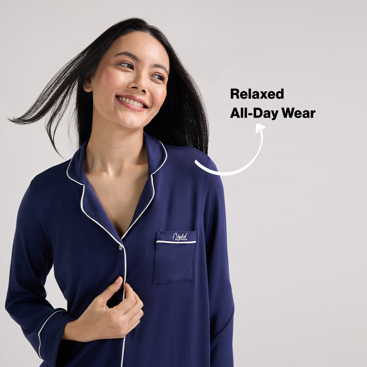 Sumptuously Soft Modal Button-Down Pajama Set of 2-NYS001-Navy