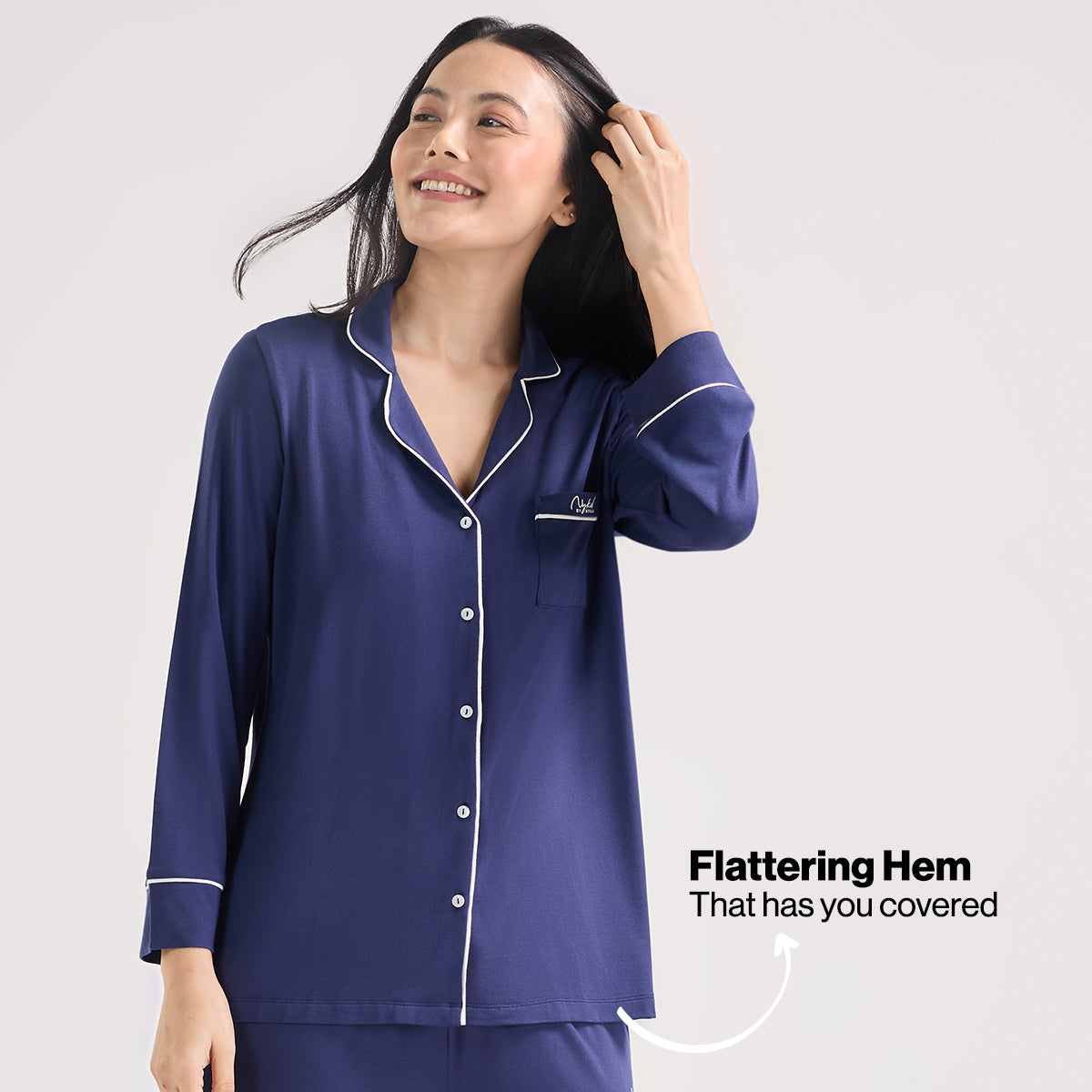 Sumptuously Soft Modal Button-Down Pajama Set of 2-NYS001-Navy