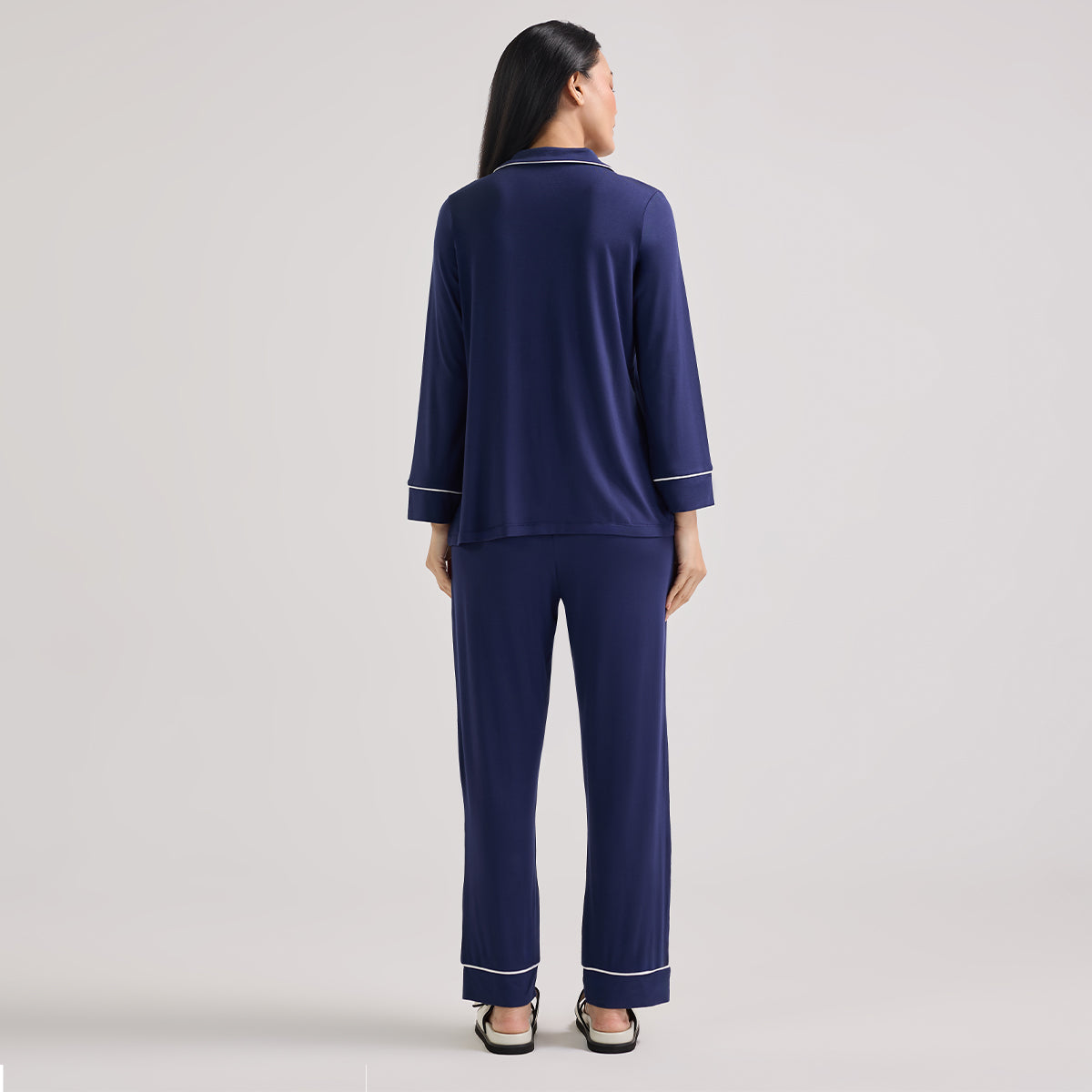 Sumptuously Soft Modal Button-Down Pajama Set of 2-NYS001-Navy