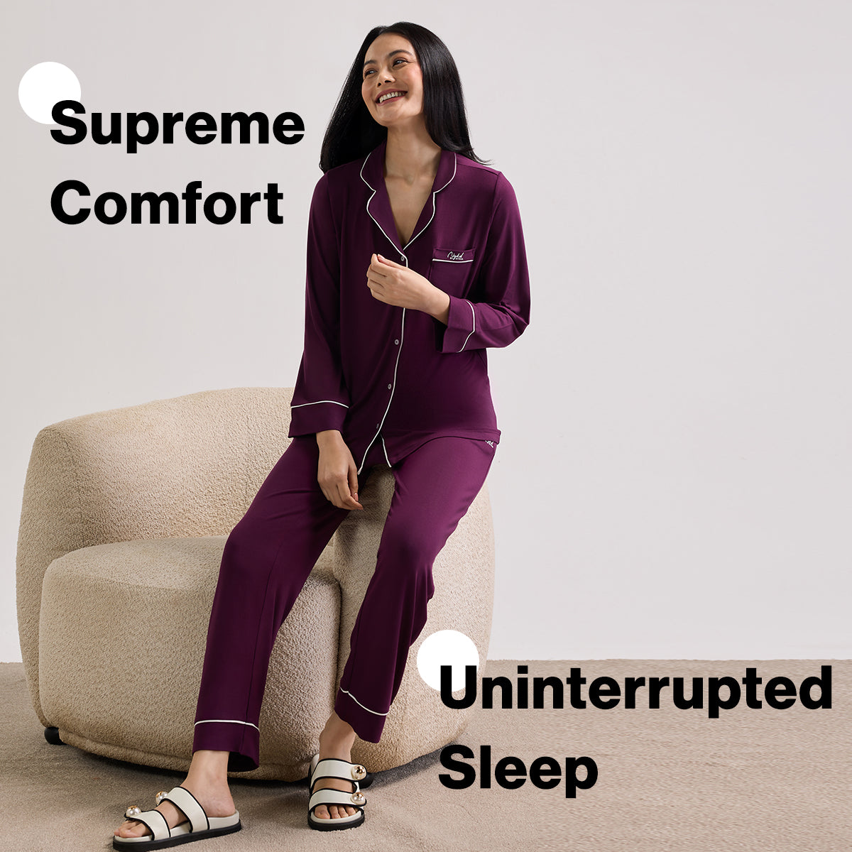 Modal Pajama Set of 2 in a Sumptuously Soft Modal Button-Down style-NYS001-Potent Purple