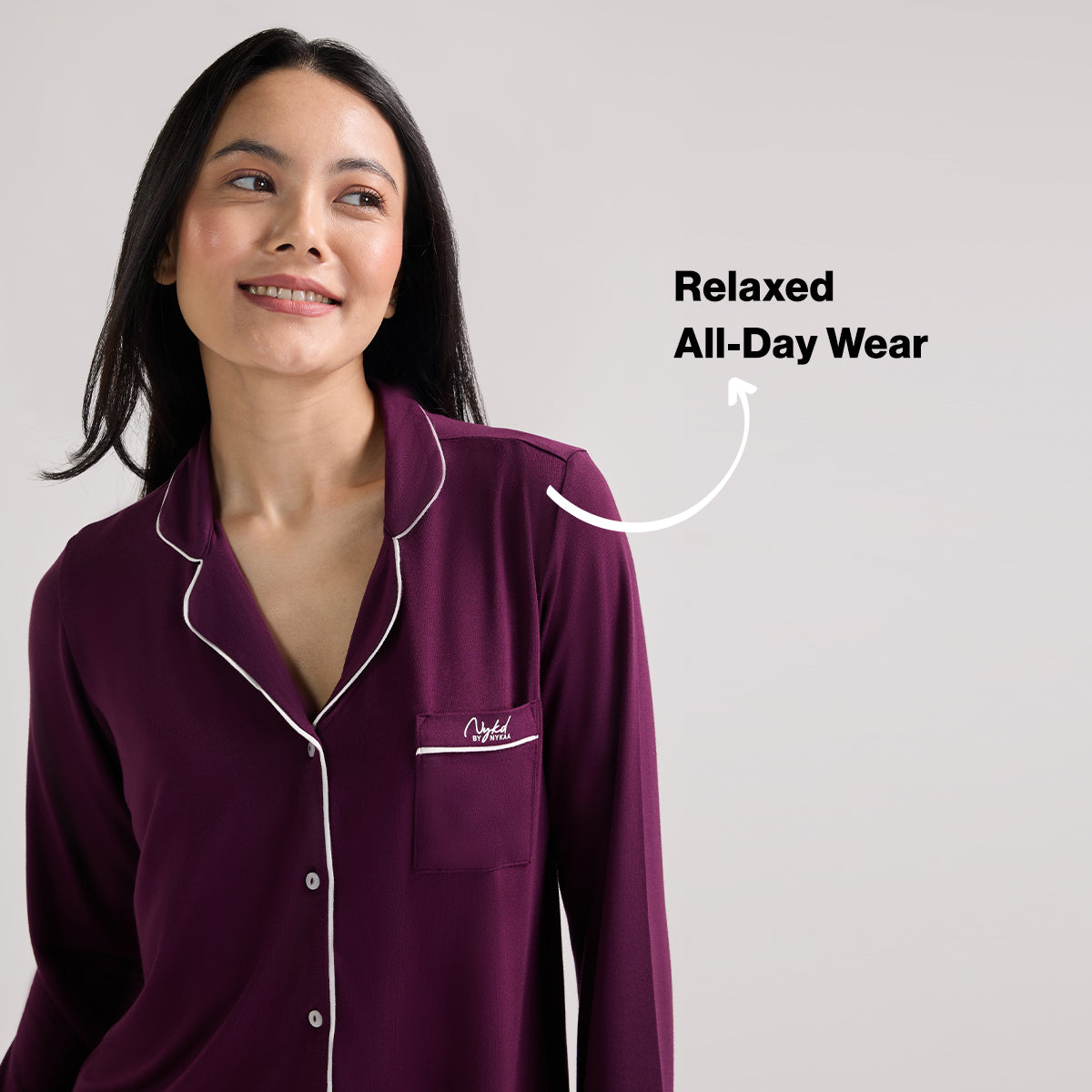 Modal Pajama Set of 2 in a Sumptuously Soft Modal Button-Down style-NYS001-Potent Purple