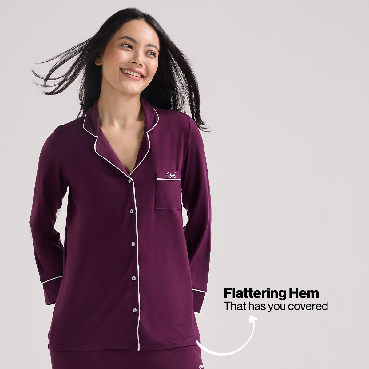 Modal Pajama Set of 2 in a Sumptuously Soft Modal Button-Down style-NYS001-Potent Purple