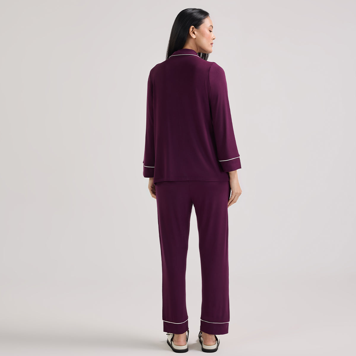 Modal Pajama Set of 2 in a Sumptuously Soft Modal Button-Down style-NYS001-Potent Purple