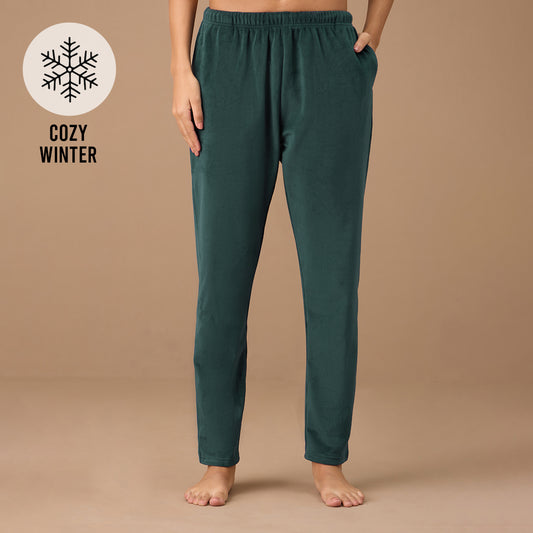 Luxe Velour Pants in Relaxed Fit-NYS048-Green