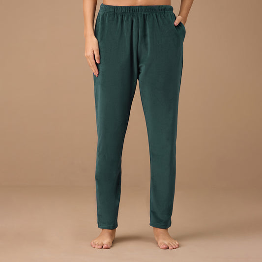 Luxe Velour Pants in Relaxed Fit - NYS048 - Green