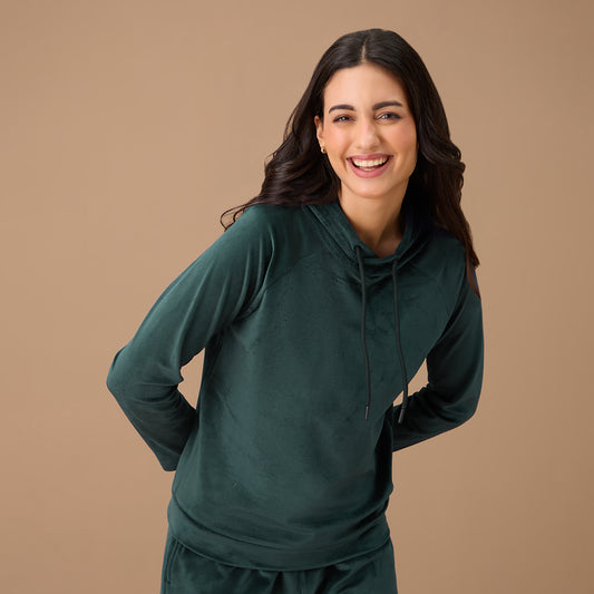 Hooded Velour Sweatshirt - NYS052 - Green