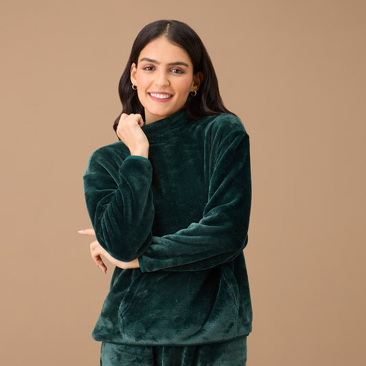 Nykd By Nykaa Luxe Fur Sweatshirt - NYS122 - Green