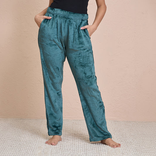 Cozy Fur Pants in Relaxed Fit-NYS121-Green