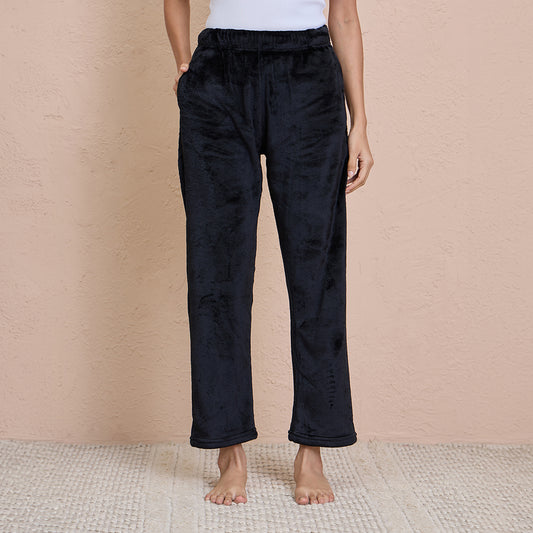 Cozy Fur Pants in Relaxed Fit-NYS121-Jet Black