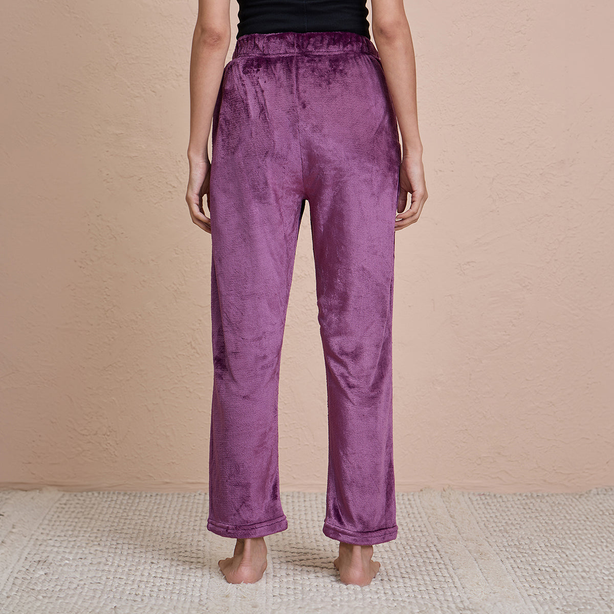 Cozy Fur Pants in Relaxed Fit - NYS121-Wine