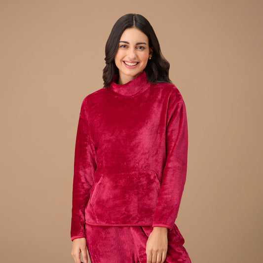 Nykd By Nykaa Luxe Fur Sweatshirt - NYS122 - Red