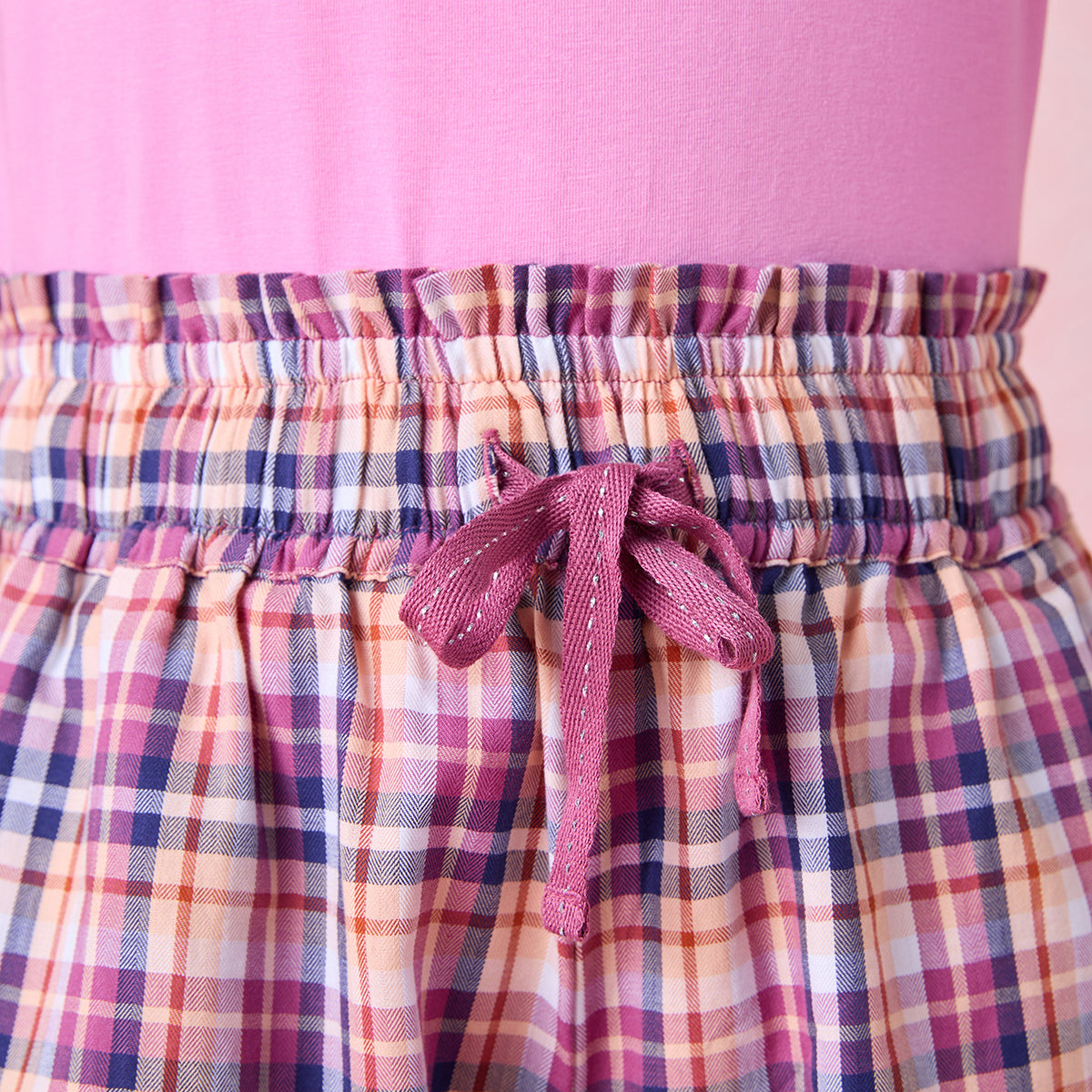 Cotton Plaid Shorts - NYS131 - Red Violet Plaid