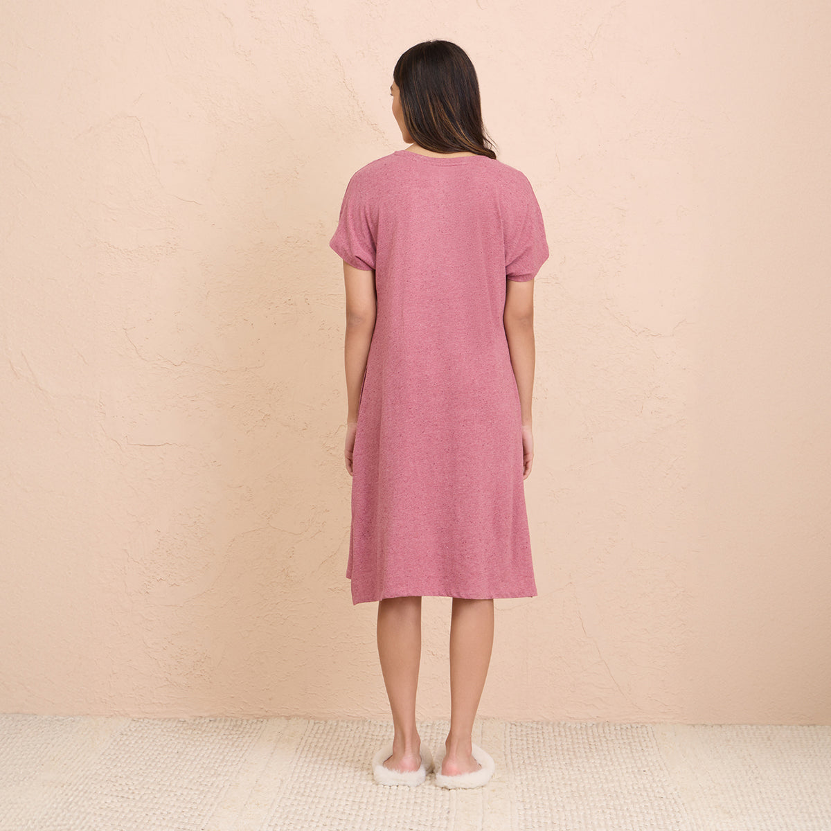 Textured Sleep Dress in Super Soft and Comfy Fabric - NYS133 - Grape