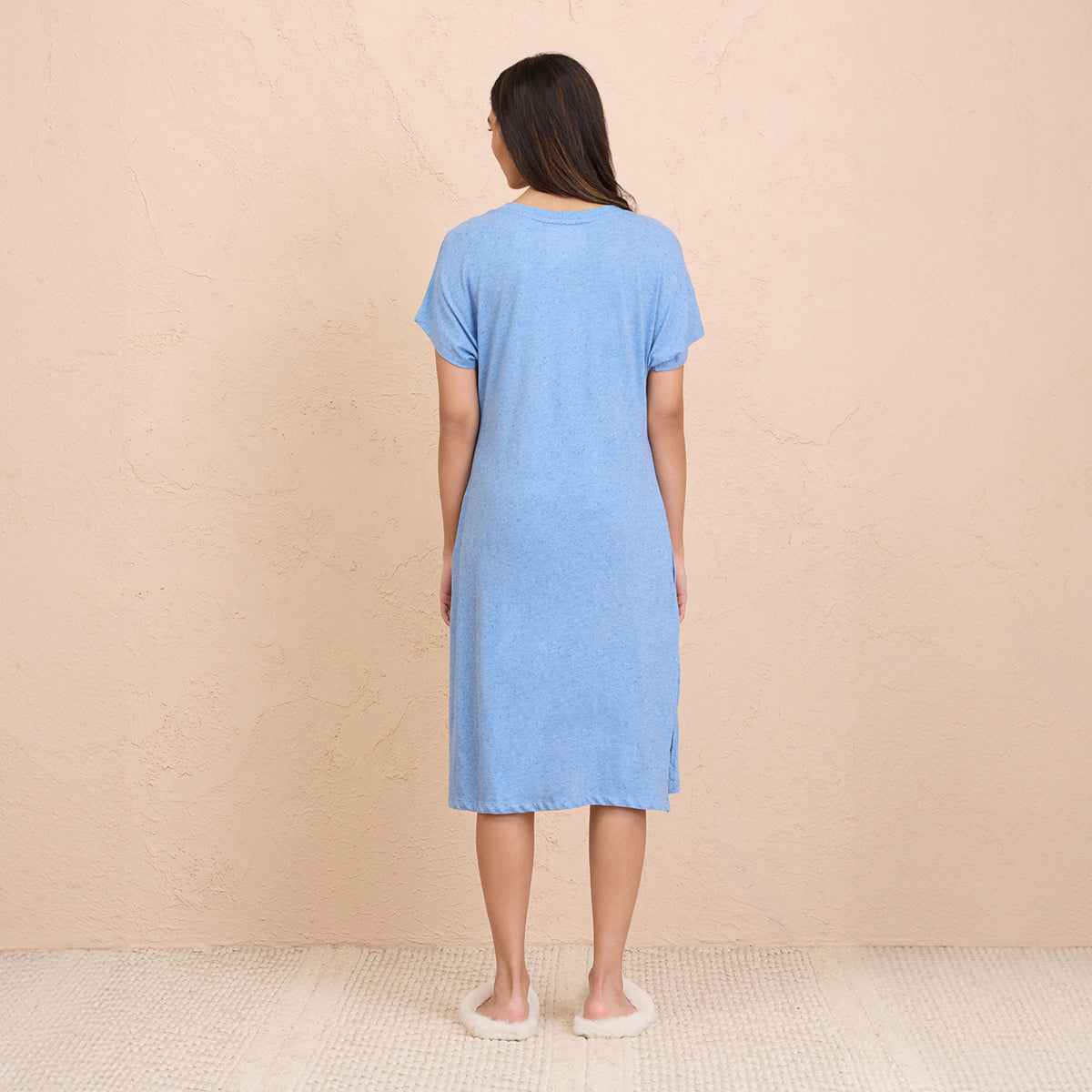 Textured Sleep Dress in Super Soft and Comfy Fabric - NYS133 - Light Blue