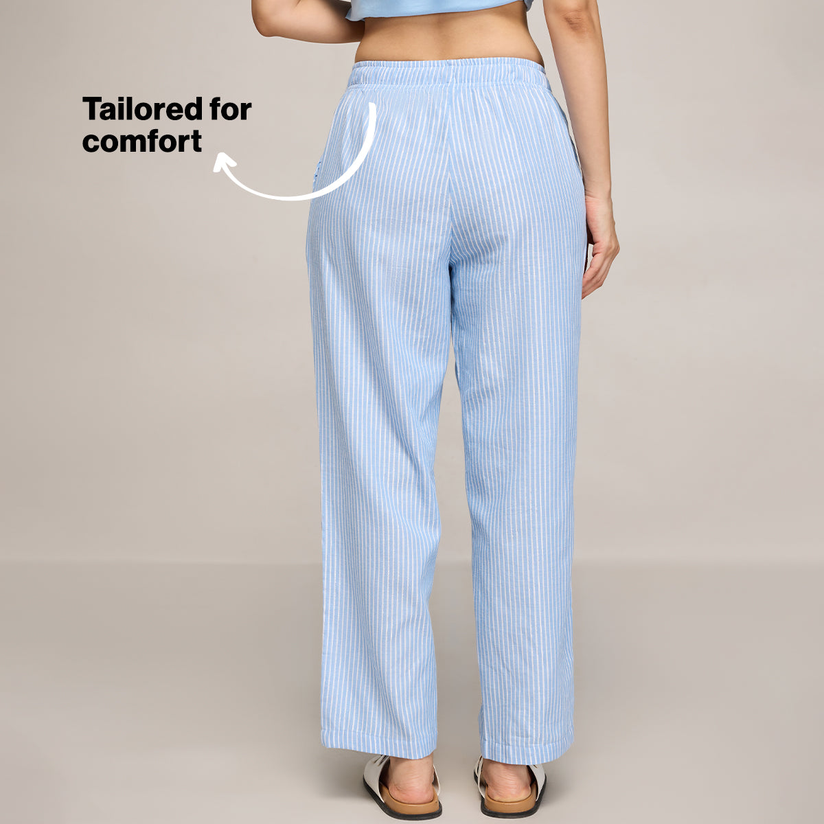 Cotton Lounge Pajama in Super Comfy Relax Fit-NYS141-Blue Stripe