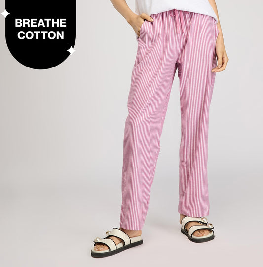 Cotton Lounge Pajama in Super Comfy Relax Fit-NYS141-Grape Stripe