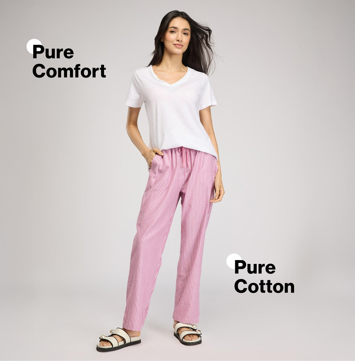 Cotton Lounge Pajama in Super Comfy Relax Fit-NYS141-Grape Stripe