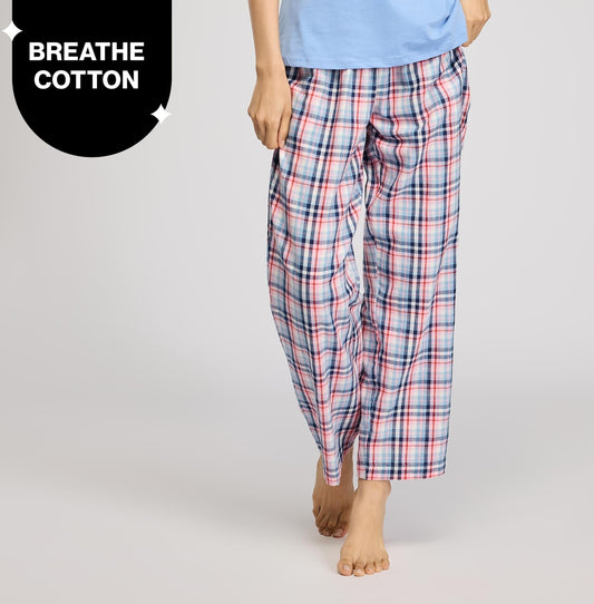 Cotton Lounge Pajama in Super Comfy Relax Fit-NYS141-Lavender Plaid
