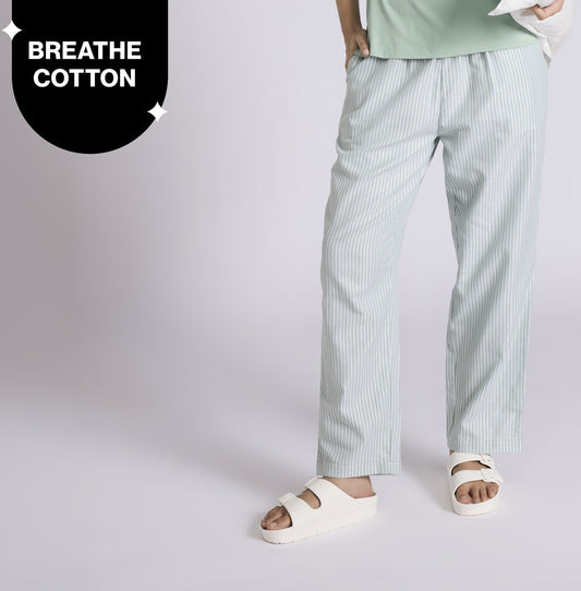 Nykd by Nykaa Essential Cotton Pyjama With Adjustable Elasticated Waist & Pockets Nys141 Green Stripe