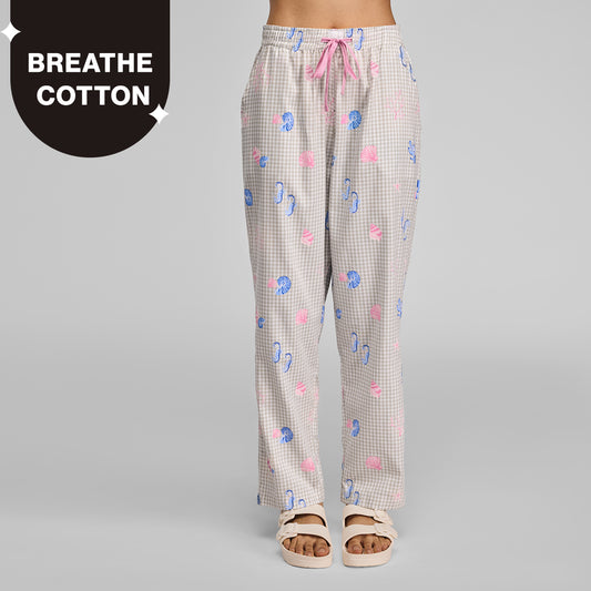 Nykd by Nykaa Essential Cotton Pyjama With Adjustable Elasticated Waist & Pockets Nys141 Pink Coastal