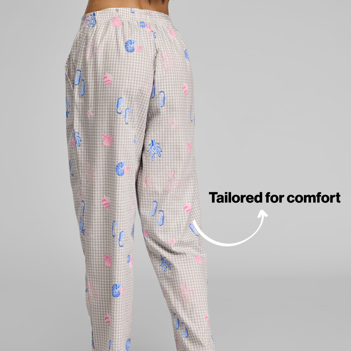 Nykd by Nykaa Essential Cotton Pyjama With Adjustable Elasticated Waist & Pockets Nys141 Pink Coastal