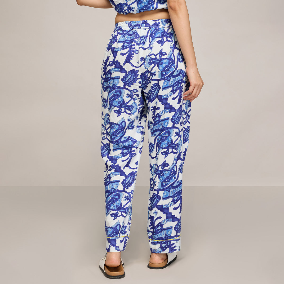 NYKD BY NYKAA BREEZY RAYON PYJAMA WITH ELASTICATED WAIST & POCKETS NYS142 BLUE