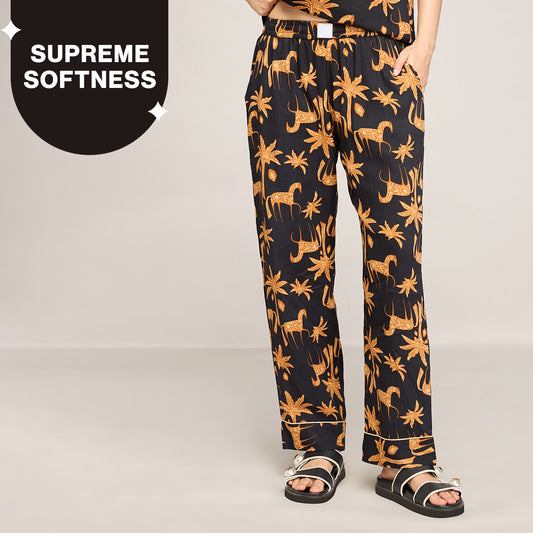 NYKD BY NYKAA BREEZY RAYON PYJAMA WITH ELASTICATED WAIST & POCKETS NYS142 CHARCOAL