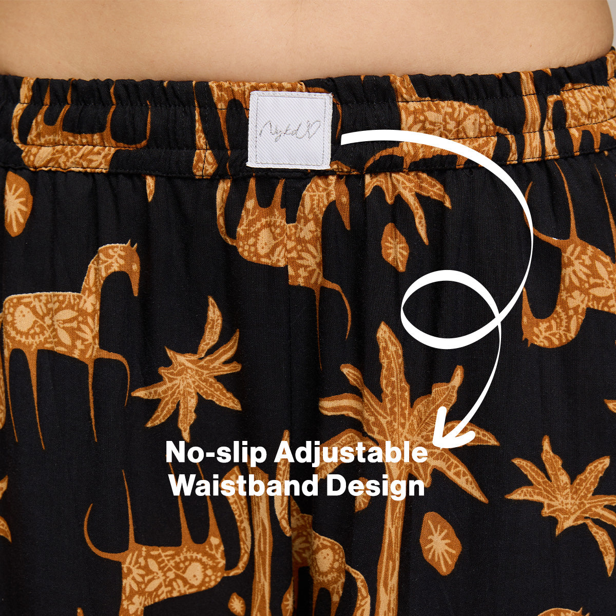 NYKD BY NYKAA BREEZY RAYON PYJAMA WITH ELASTICATED WAIST & POCKETS NYS142 CHARCOAL