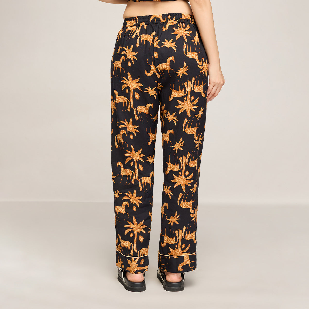 NYKD BY NYKAA BREEZY RAYON PYJAMA WITH ELASTICATED WAIST & POCKETS NYS142 CHARCOAL