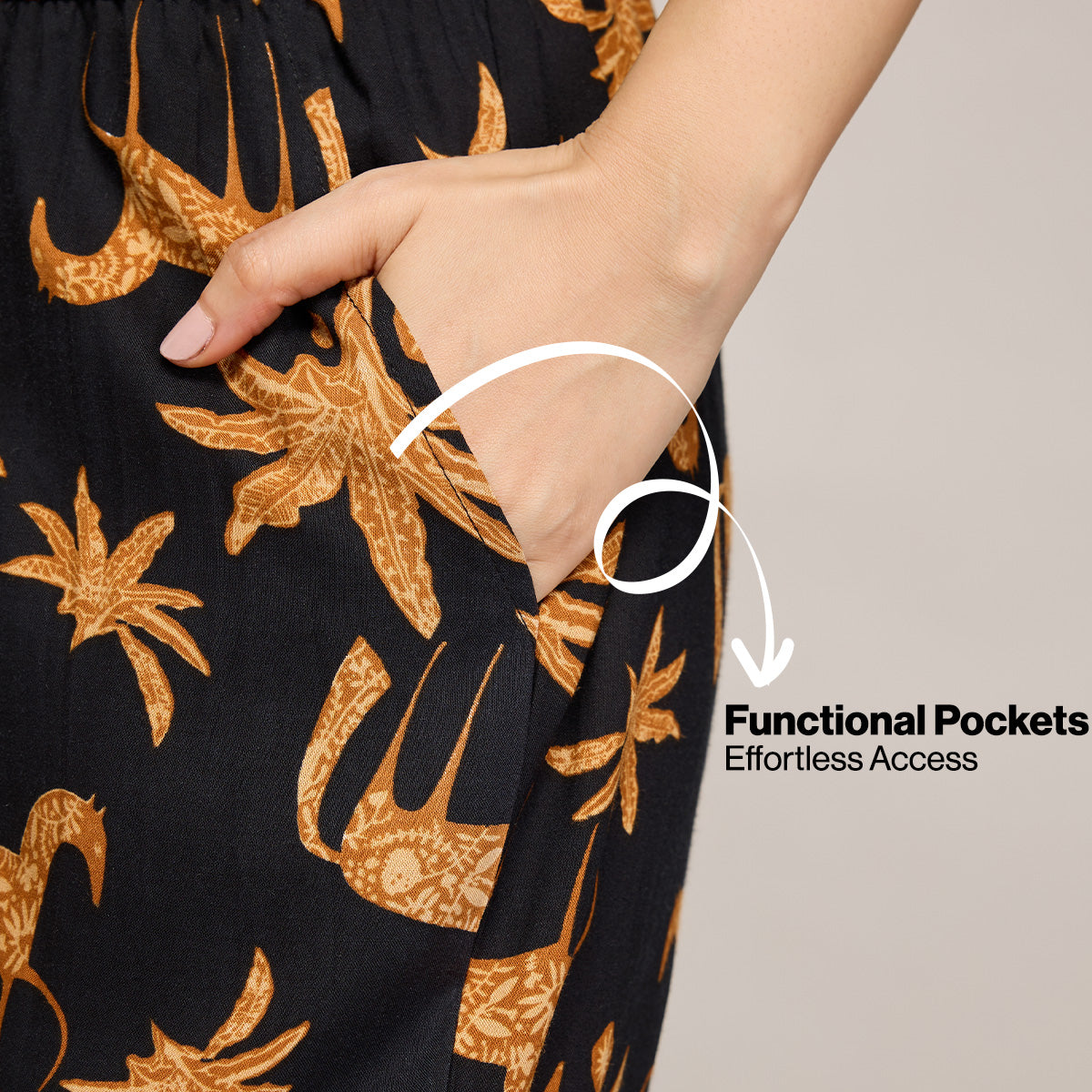 NYKD BY NYKAA BREEZY RAYON PYJAMA WITH ELASTICATED WAIST & POCKETS NYS142 CHARCOAL