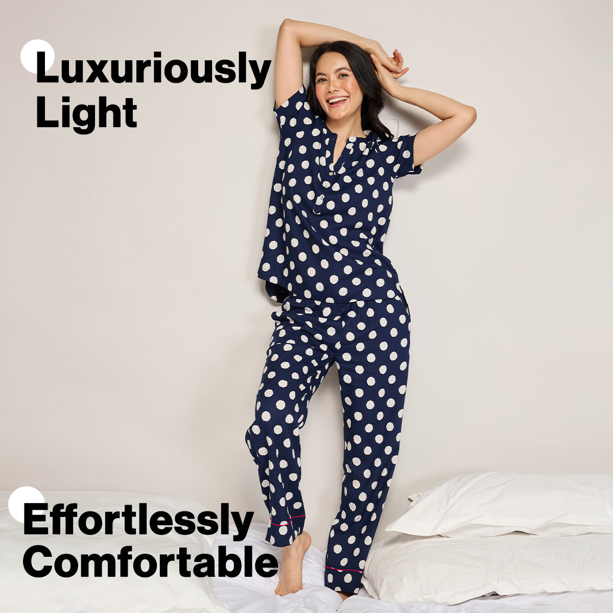 NYKD BY NYKAA BREEZY RAYON PYJAMA WITH ELASTICATED WAIST & POCKETS NYS142 NAVY BLUE