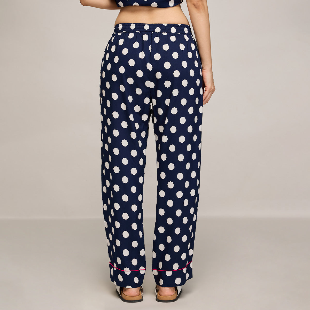 NYKD BY NYKAA BREEZY RAYON PYJAMA WITH ELASTICATED WAIST & POCKETS NYS142 NAVY BLUE