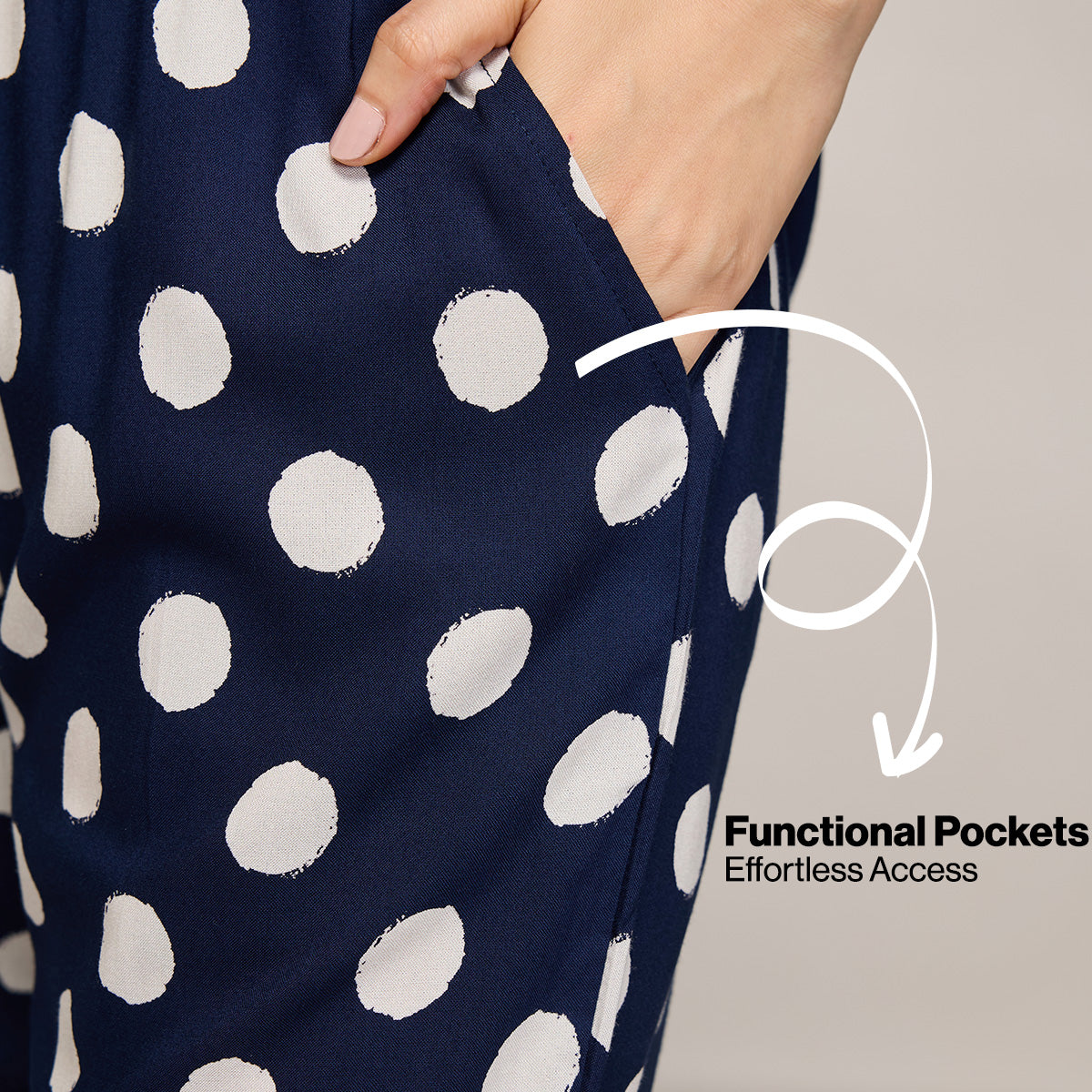 NYKD BY NYKAA BREEZY RAYON PYJAMA WITH ELASTICATED WAIST & POCKETS NYS142 NAVY BLUE