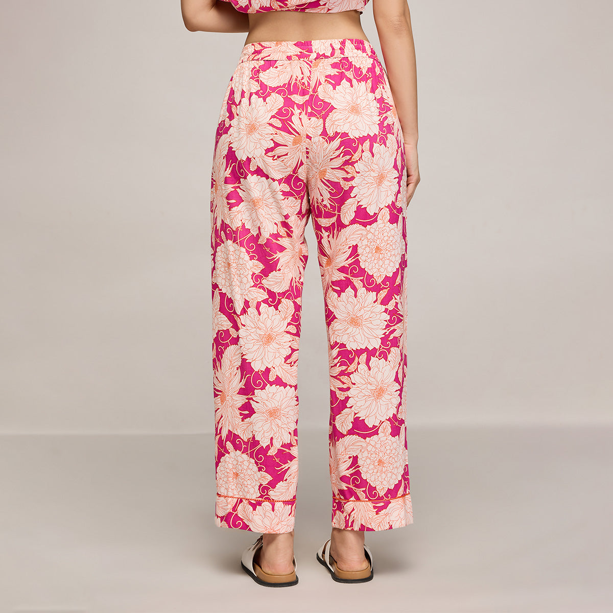 NYKD BY NYKAA BREEZY RAYON PYJAMA WITH ELASTICATED WAIST & POCKETS NYS142 PINK