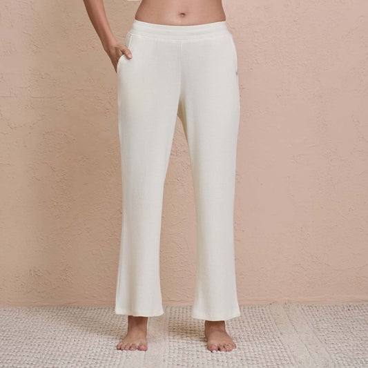 Waffle Lounge Pajamas in Flattering Fit-NYS501-Off White