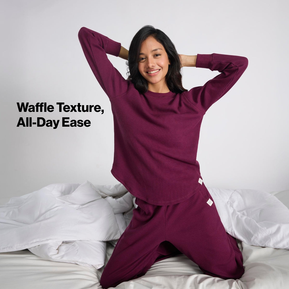 Nykd By Nykaa Waffle Lounge Pyjamas In Relaxed Fit Nys501 Wine