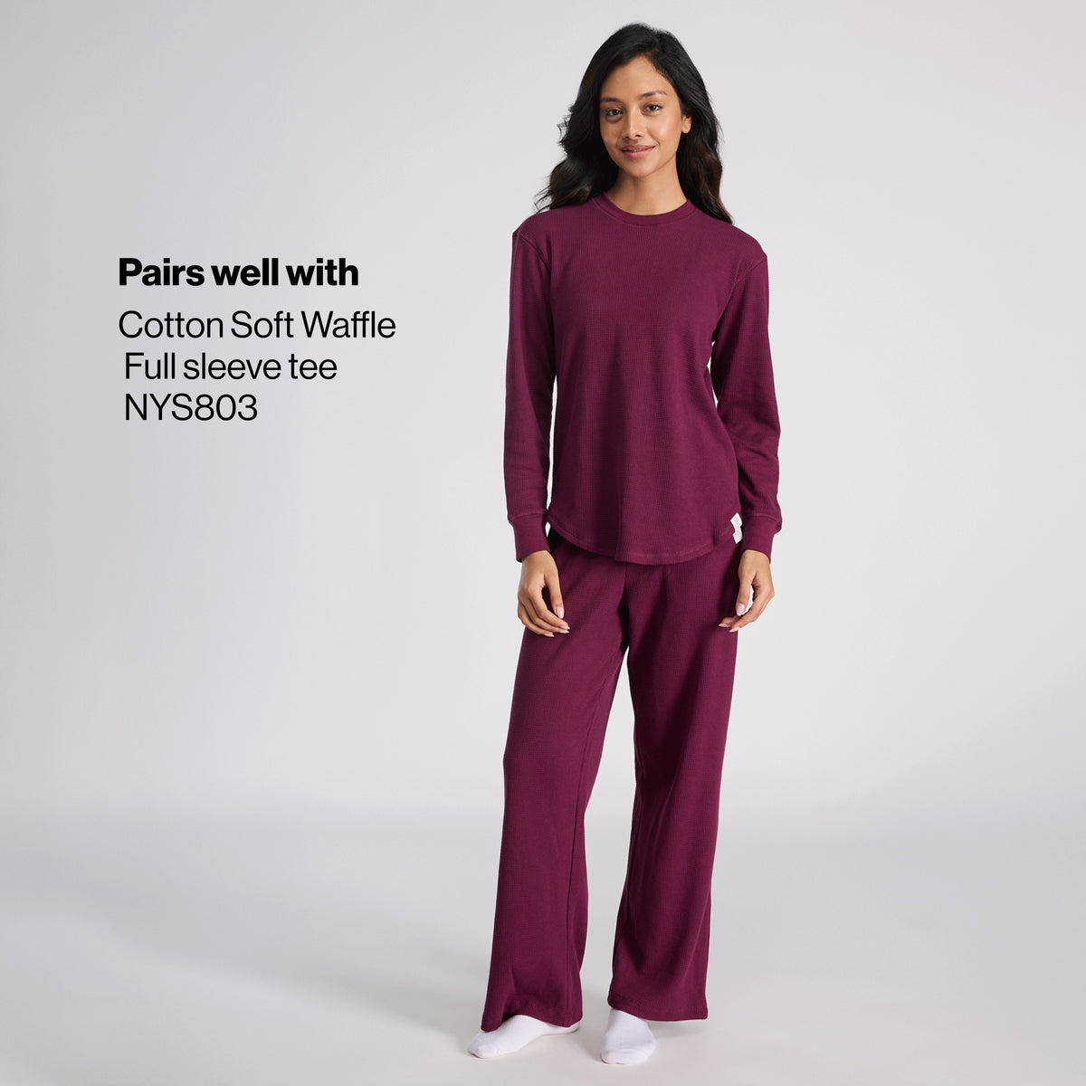 Nykd By Nykaa Waffle Lounge Pyjamas In Relaxed Fit Nys501 Wine