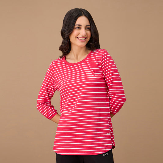 Nykd By Nykaa Striped Slim Fit Tee - NYS801 - Red Stripe
