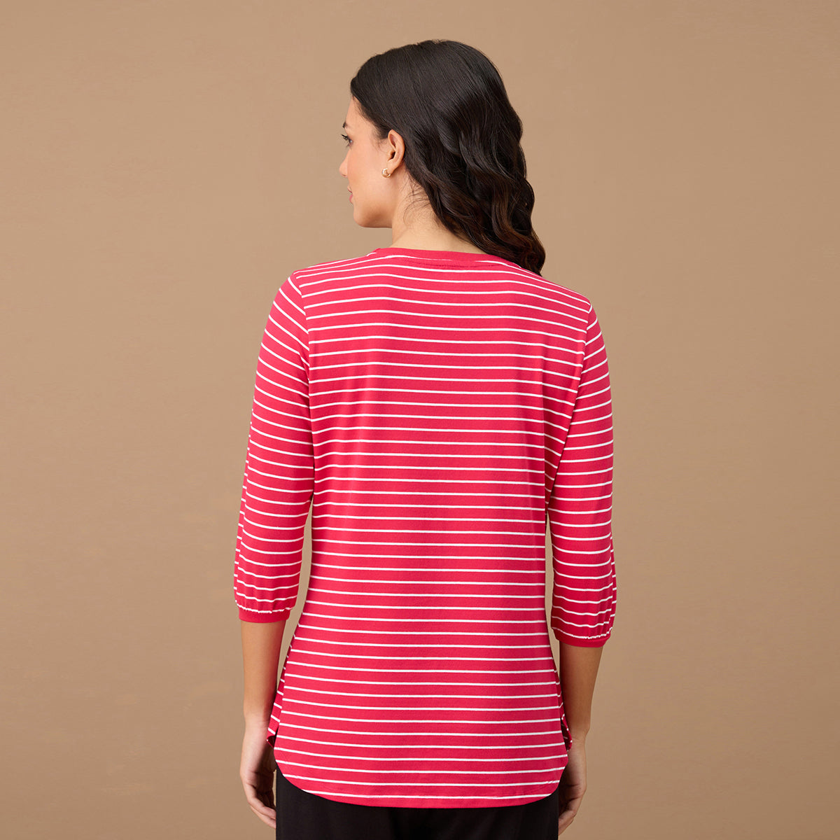Nykd By Nykaa Striped Slim Fit Tee - NYS801 - Red Stripe