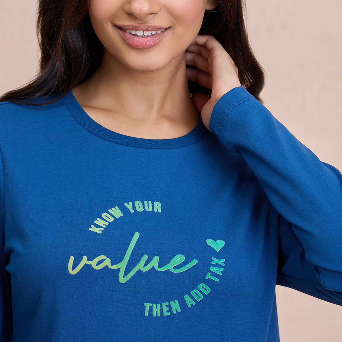 Essential Long Sleeve Graphic Tee NYS802-Blue