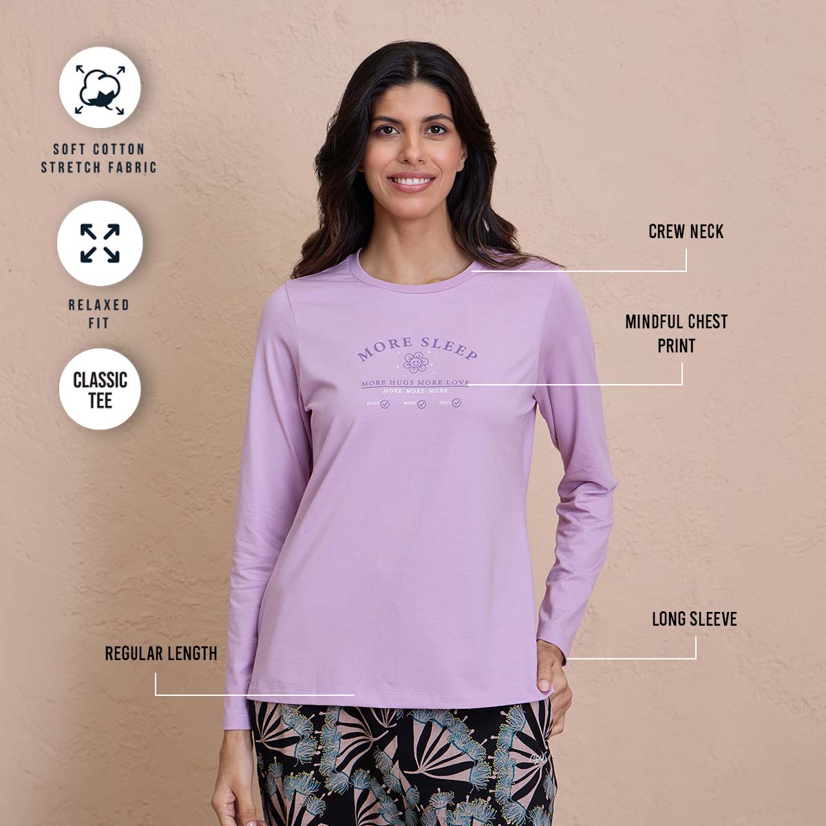 Essential Long Sleeve Graphic Tee NYS802-Purple