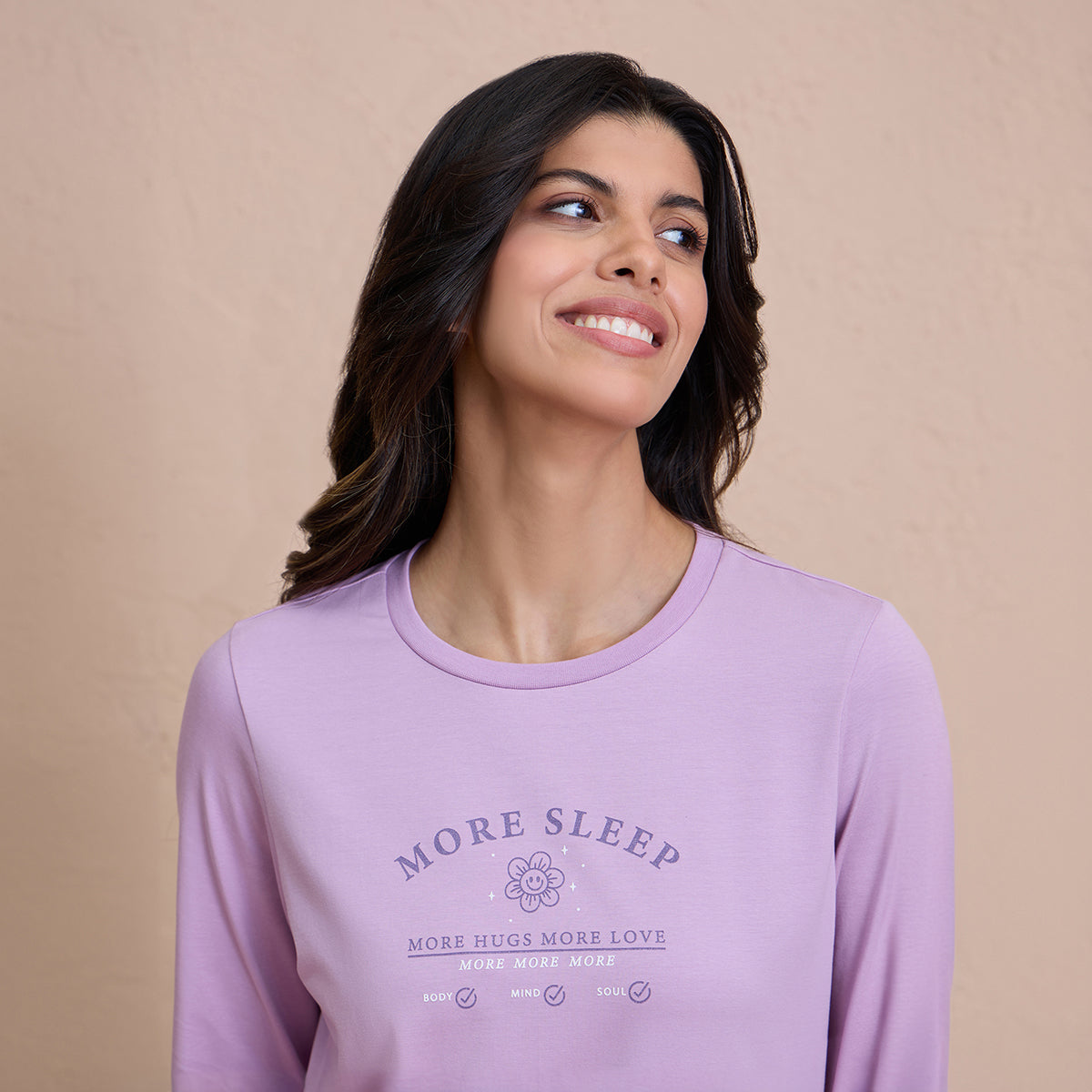 Essential Long Sleeve Graphic Tee NYS802-Purple