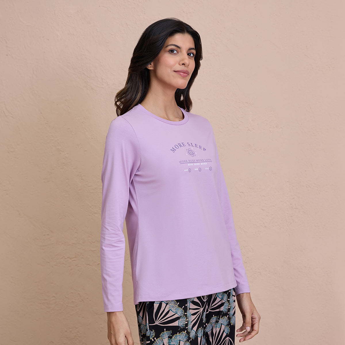 Essential Long Sleeve Graphic Tee NYS802-Purple