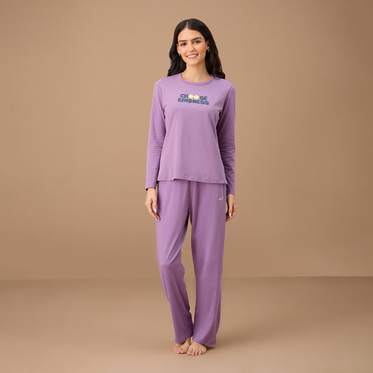 Nykd By Nykaa Essential Long Sleeve Graphic Tee - NYS802 - Grape