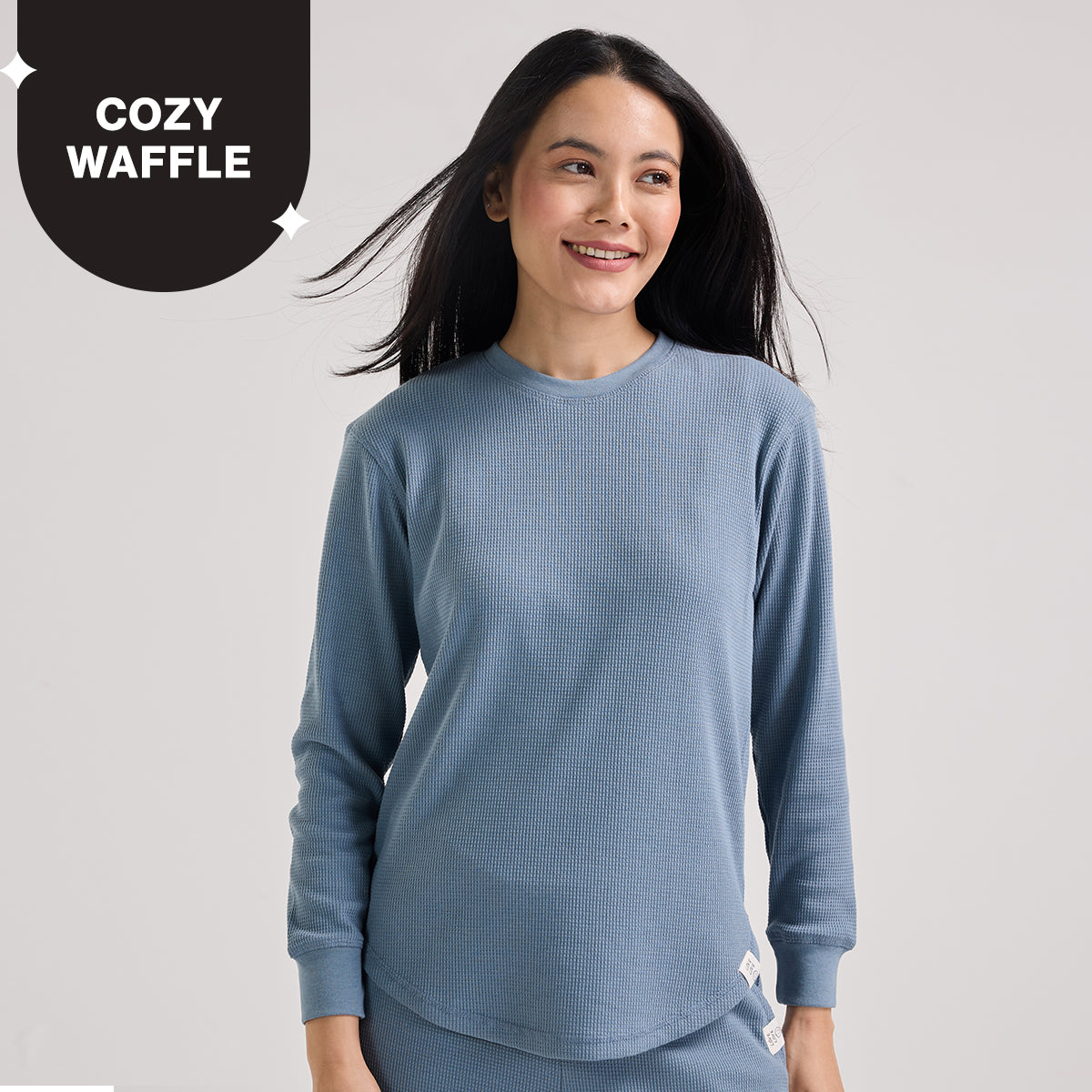 Nykd By Nykaa Women’S Waffle Ease Lounge Tee-Relaxed Fit Nightwear NYS803-Blue