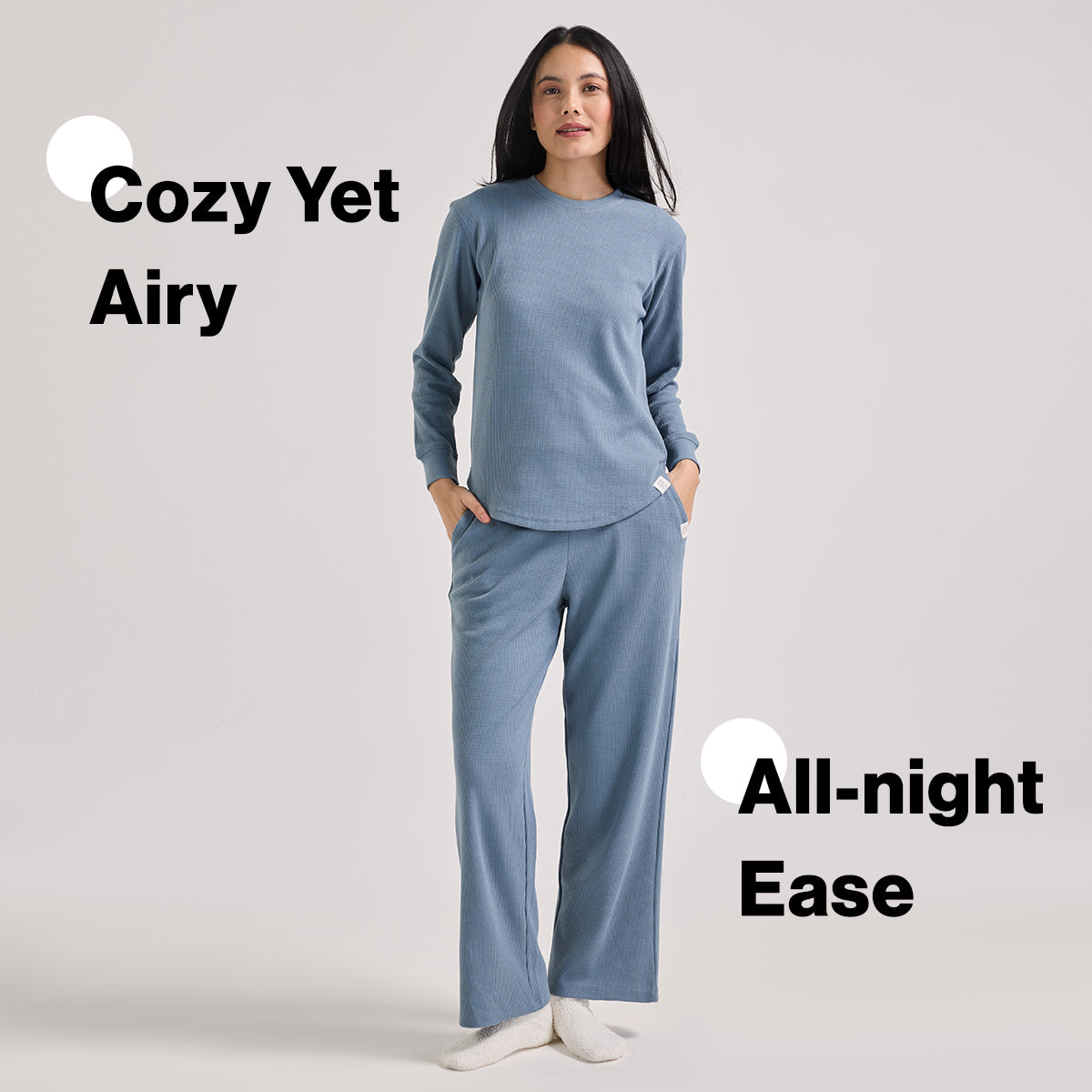 Nykd By Nykaa Women’S Waffle Ease Lounge Tee-Relaxed Fit Nightwear NYS803-Blue