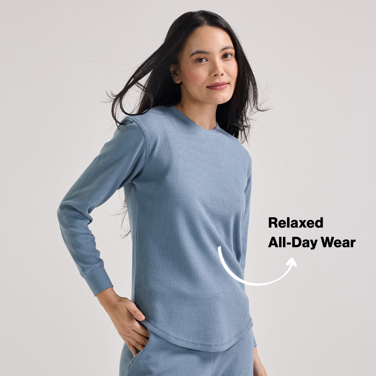 Nykd By Nykaa Women’S Waffle Ease Lounge Tee-Relaxed Fit Nightwear NYS803-Blue