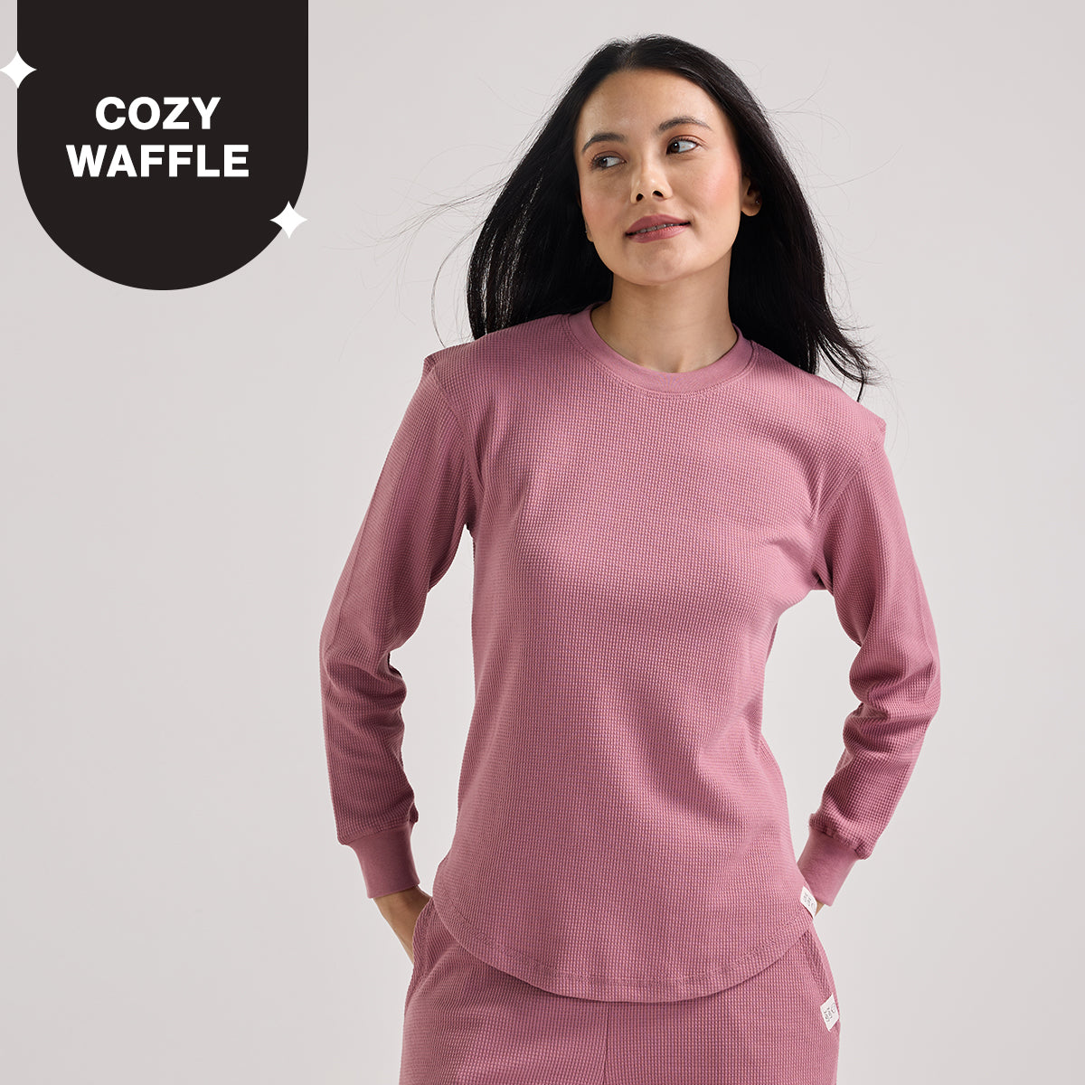 Nykd By Nykaa Waffle Full Sleeves Lounge Tee With Flattering Hem NYS803-Light Pink